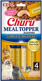 INABA Cat Churu Meal Topper Chicken Cheese Recipe Kurczak Ser 4x14g - Zdjęcie główne