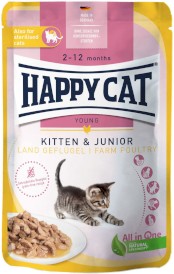 HAPPY CAT Kitten / Junior Farm Poultry Drób w sosie 85g - Zdjęcie główne