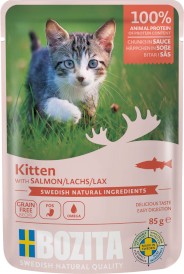BOZITA Kitten Salmon Kawałki Łososia w sosie bez zbóż dla kociąt 85g - Zdjęcie główne