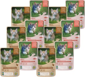 BOZITA Kitten Tasty Meat / Fish Menu Kawałki mięs w sosie bez zbóż dla kociąt 12x85g - Zdjęcie nr 2