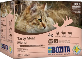 BOZITA Tasty Meat Menu mięsne w galaretce bez zbóż dla kota 12x85g - Zdjęcie główne