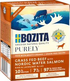 BOZITA Purely Adult Wołowina / Łosoś bez zbóż dla psa Tetra Recart 370g - Zdjęcie główne