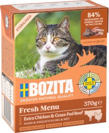 BOZITA Fresh Menu Sterilised Kurczak Wołowina w galarecie bez zbóż dla kota Tetra Recart 370g - Zdjęcie główne