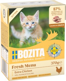 BOZITA Fresh Menu Kitten Extra Kurczak w sosie bez zbóż dla kociąt Tetra Recart 370g - Zdjęcie główne