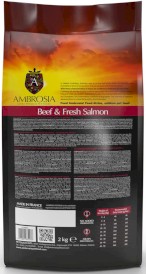 AMBROSIA Adult Dog Beef / Fresh Salmon Wołowina i Świeży Łosoś 2kg - Zdjęcie nr 3