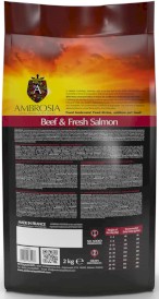 AMBROSIA Adult Dog Beef / Fresh Salmon Wołowina i Świeży Łosoś 12kg - Zdjęcie nr 3