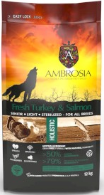 AMBROSIA Dog Senior Light Sterilized Fresh Turkey / Salmon Świeży Indyk i Łosoś 2kg - Zdjęcie nr 2