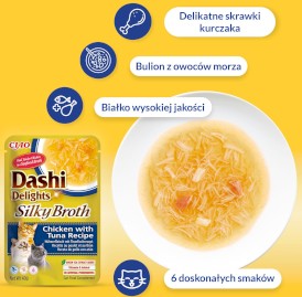 INABA Cat Dashi Delights Kawałki Kurczaka z Łososiem w bulionie 40g - Zdjęcie nr 3