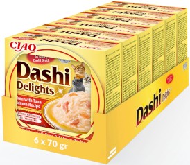 INABA Cat Dashi Delights Kawałki Kurczaka z Tuńczykiem i Łososiem w bulionie 70g - Zdjęcie nr 3