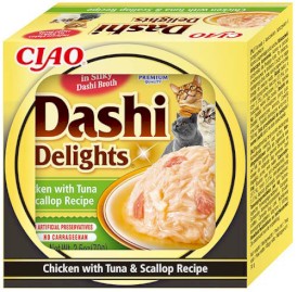 INABA Cat Dashi Delights Kawałki Kurczaka z Tuńczykiem i Przegrzebkami w bulionie 70g - Zdjęcie nr 2