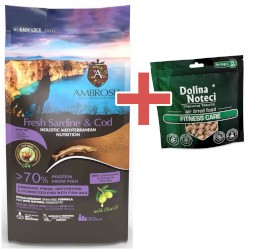 AMBROSIA Dog Senior Light Mediterranean Fresh Sardine / Cod Świeże Ryby 1,5kg + GRATIS DOLINA NOTECI - Zdjęcie główne