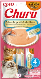 INABA Cat Churu Salmon Scallop Łosoś Przegrzebki 4x14g - Zdjęcie główne