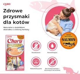INABA Cat Churu Salmon Tuna Łosoś Tuńczyk 4x14g - Zdjęcie nr 4