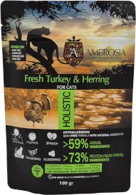 AMBROSIA Cat Senior / Adult Sterilized Light Fresh Turkey / Herring Świeży Indyk i Śledź 100g - Zdjęcie główne