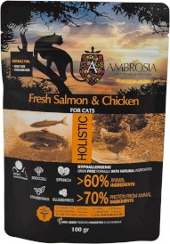 AMBROSIA Cat Adult / Sterilized Fresh Salmon / Chicken Świeży Łosoś i Kurczak 100g - Zdjęcie główne