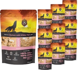 AMBROSIA Dog Puppy Chicken / White Fish Paté Kurczak i Białoryby 10x150g - Zdjęcie główne