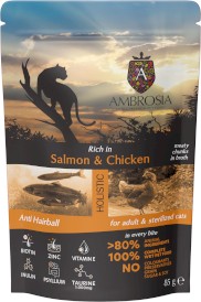 AMBROSIA Cat Adult / Sterilized Salmon / Chicken Łosoś i Kurczak 85g - Zdjęcie główne