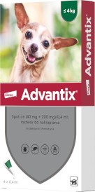 ADVANTIX Krople dla psa na kleszcze pchły S do 4kg 4szt. - Zdjęcie główne