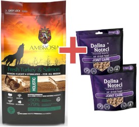AMBROSIA Dog Senior Light Sterilized Fresh Turkey / Salmon Świeży Indyk i Łosoś 12kg + GRATIS DOLINA NOTECI - Zdjęcie główne