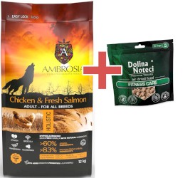 AMBROSIA Dog Adult Chicken / Fresh Salmon Kurczak i Świeży Łosoś 2kg + GRATIS DOLINA NOTECI - Zdjęcie główne