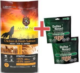 AMBROSIA Dog Adult Chicken / Fresh Salmon Kurczak i Świeży Łosoś 12kg + GRATIS DOLINA NOTECI - Zdjęcie główne