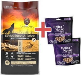 AMBROSIA Dog Adult Mini Sensitive Fresh Salmon / Rabbit Świeży Łosoś i Królik 5kg + GRATIS DOLINA NOTECI - Zdjęcie główne