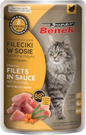 SUPER BENEK Filiecki w sosie na parze Indyk z Rokitnikiem bez zbóż 85g - Zdjęcie główne