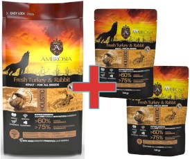AMBROSIA Dog Adult Sensitive Fresh Turkey / Rabbit Świeży Indyk i Królik 12kg + 200g GRATIS - Zdjęcie główne