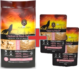 AMBROSIA Dog Puppy Growth Chicken / Fresh Fish Kurczak i Świeża Ryba 2kg + 200g GRATIS - Zdjęcie główne