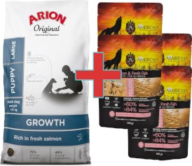Arion Original Growth Puppy Large Salmon Fish 12kg + 400g Karmy SuperPremium GRATIS !! - Zdjęcie główne