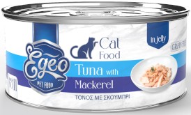 EGEO Cat Food Adult Tuńczyk z Makrelą w Galaretce dla kota Puszka 85g - Zdjęcie główne