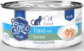 EGEO Cat Food Adult Tuńczyk z Paluszkami Krabowymi w Galaretce dla kota Puszka 85g - Zdjęcie główne