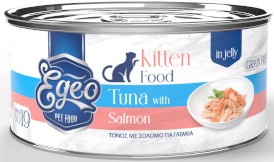 EGEO Cat Food Kitten Tuńczyk z Łososiem w Galaretce dla kociąt Puszka 85g - Zdjęcie główne