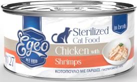 EGEO Cat Food Sterilized Kurczak z Krewetkami w rosole dla kota Puszka 70g - Zdjęcie główne