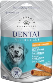 CELEBRATE FRESHNESS Dental Filled Sticks Pałeczki Kurczak z Żurawiną 150g - Zdjęcie główne