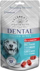 CELEBRATE FRESHNESS Dental Filled Bites Kąski Wołowina z Żurawiną 150g - Zdjęcie główne