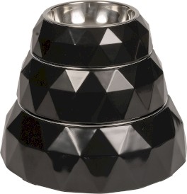 GLEE Food Drink Bowl Diamond Black Miska z stalową wkładką S 160ml - Zdjęcie nr 2
