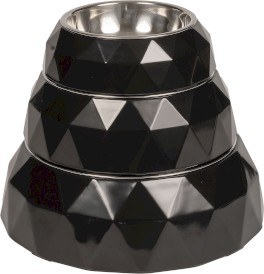 GLEE Food Drink Bowl Diamond Black Miska z stalową wkładką L 700ml - Zdjęcie nr 2