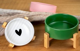 GLEE Bliss Miska ceramiczna na podstawce z bambusa dla kota 300ml - Zdjęcie nr 2
