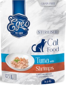 EGEO Cat Food Sterilised Tuńczyk z Krewetkami w galaretce dla kota Saszetka 85g - Zdjęcie główne