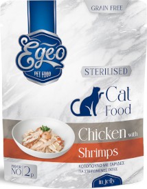 EGEO Cat Food Sterilised Kurczak z Krewetkami w galaretce dla kota Saszetka 85g - Zdjęcie główne