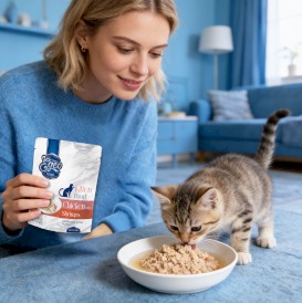 EGEO Cat Food Kitten Kurczak z Krewetkami w rosole dla kociąt Saszetka 85g - Zdjęcie nr 2