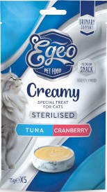 EGEO Cat Creamy Sterilised Urinary Support Pasta Tuńczyk z Żurawiną dla kota 5szt - Zdjęcie główne