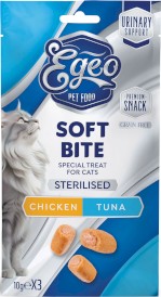 EGEO Cat Soft Bite Sterilised Urinary Support Kąski Kurczaka z Tuńczykiem dla kota 3szt. - Zdjęcie główne