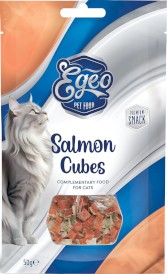 EGEO Cat Delicious Snack Salmon Cubes Kosteczki Łososia ze skórą Dorsza dla kota 50g - Zdjęcie główne