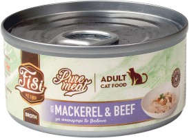 PERFECT PET FISI Cat Adult Pure Meat Makrela Wołowina w Rosole dla kota 80g - Zdjęcie główne