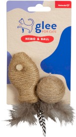 GLEE For Cats Naturals rybka i piłka z juty z piórkami dla kota