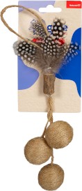 GLEE For Cats Naturals dzwoneczki z juty z trzema kulkami i piórkami dla kota
