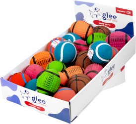 GLEE lateksowa piłka sportowa dla psa z piszczałką 10 cm mix wzorów i kolorów