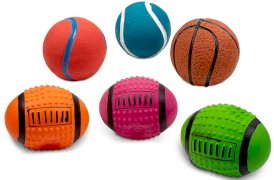 GLEE lateksowa piłka sportowa dla psa z piszczałką 10 cm mix wzorów i kolorów